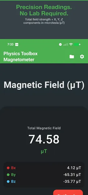 Physics Toolbox Magnetometer screenshot 1