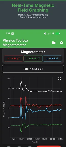 Physics Toolbox Magnetometer screenshot 2